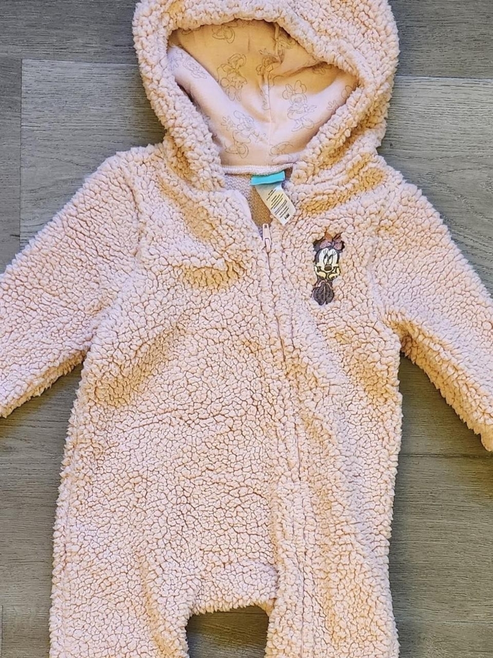 Disney Pink Sherpa Hooded Baby One-Piece Footie